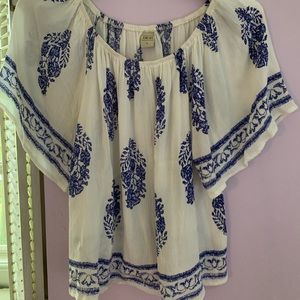 Devi Ivory Floral Off The Shoulder Top Size L